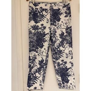 ANN TAYLOR LOFT PETITES Tailored Toile Blue Botanic Print Pencil Pants  6P